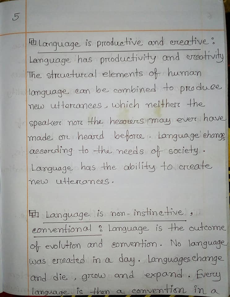 What is language ? What are the major characteristics of language ?