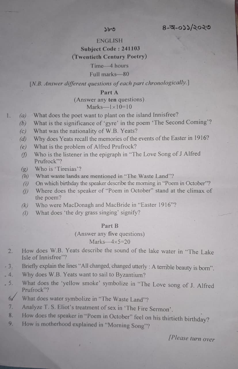 20th Century Poetry 1