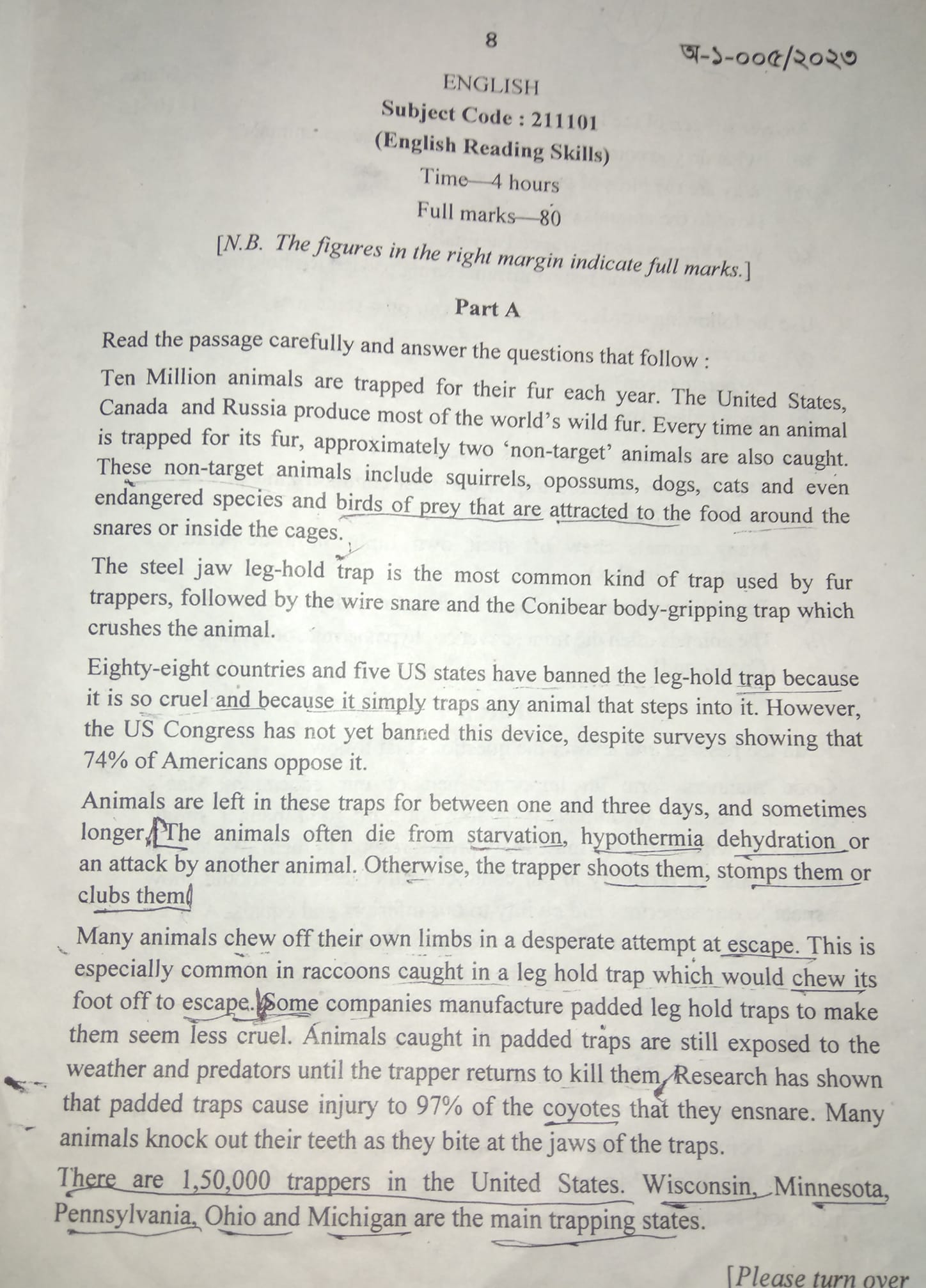 reading skill question 2023